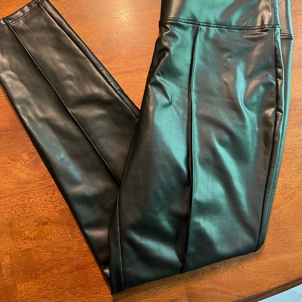 NWT Nine West Black Faux Leather Leggings Size Large